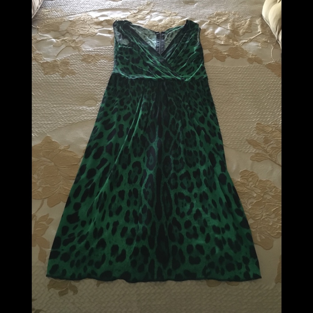 Dolce & Gabbana Green Leopard Print Dress